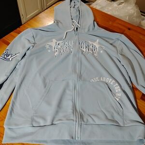 ROMWE Light Blue Graphic Hoodie